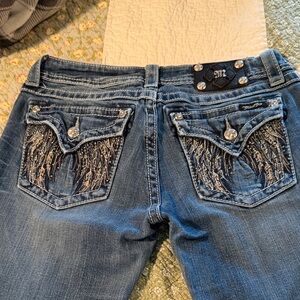 Miss Me Blue Boot Cut Jeans with Embellished Pockets